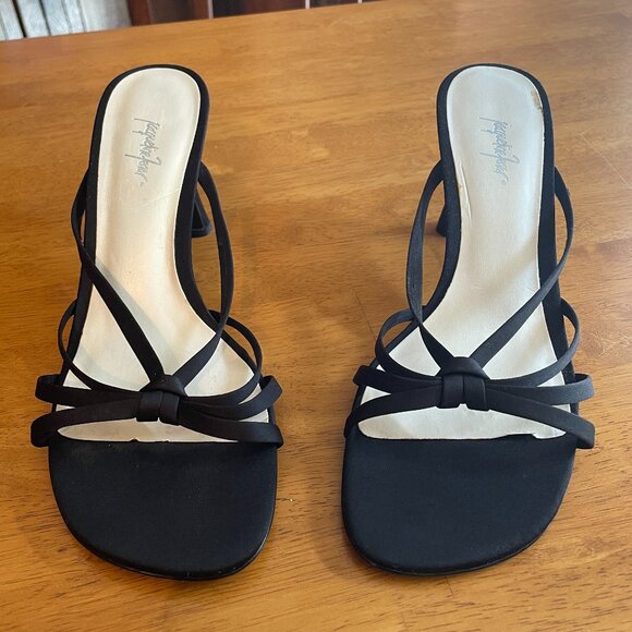 Size 6.5 Jacqueline Ferrar black strappy elegant 3" high heeled sandals - Picture 1 of 11